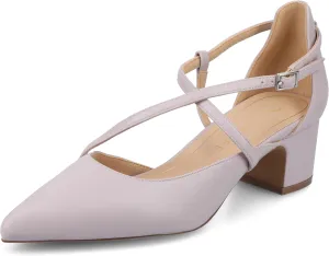 Journee Collection Womens Galvinn Block Hell Dress Pumps Slip on Cushioned Pointed Toe Fashion Shoe