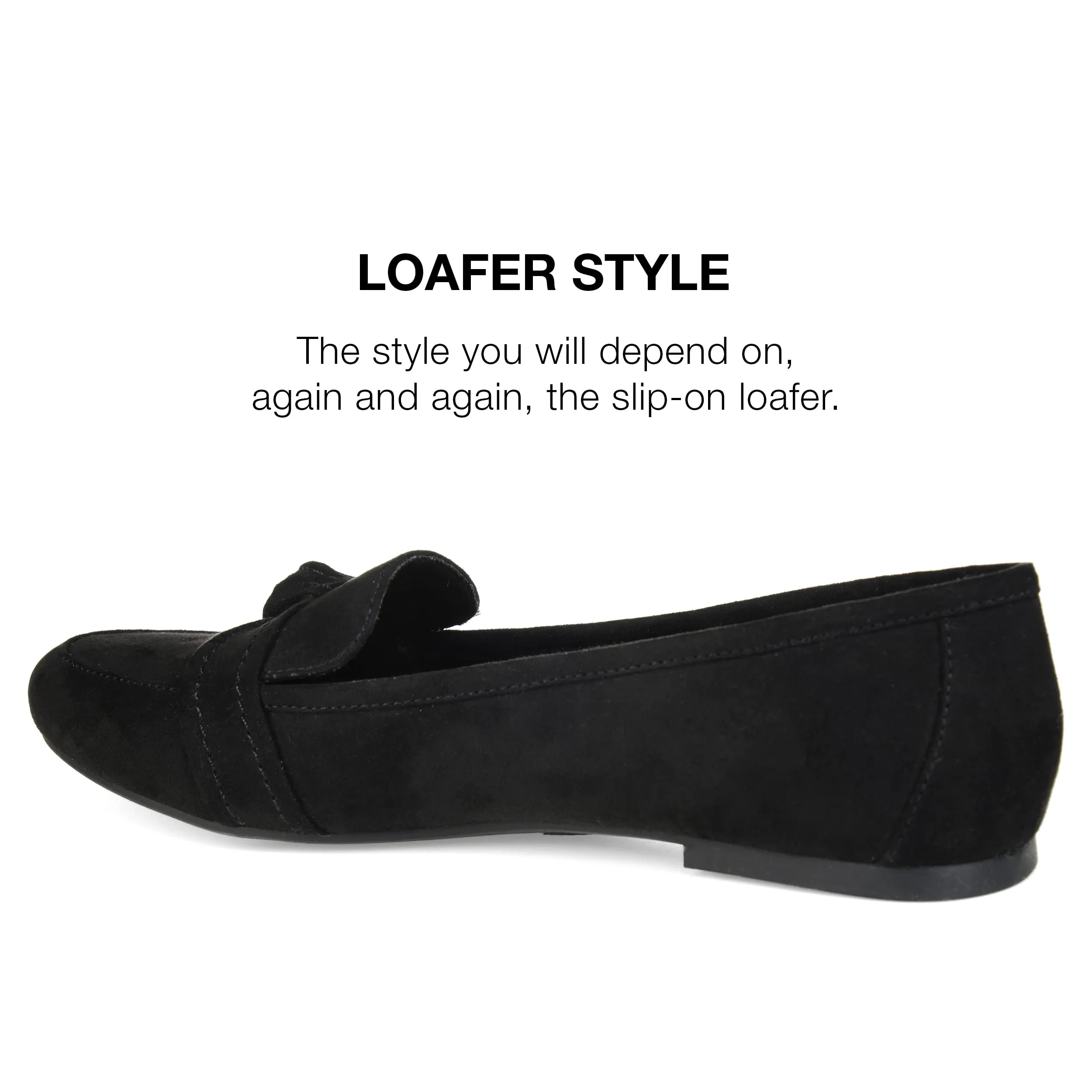 Journee Slip-On Knotted Loafer Flat for Women - Comfortable Marci Round Toe Fashion Dress Shoe Black 7.5 Medium Womens US