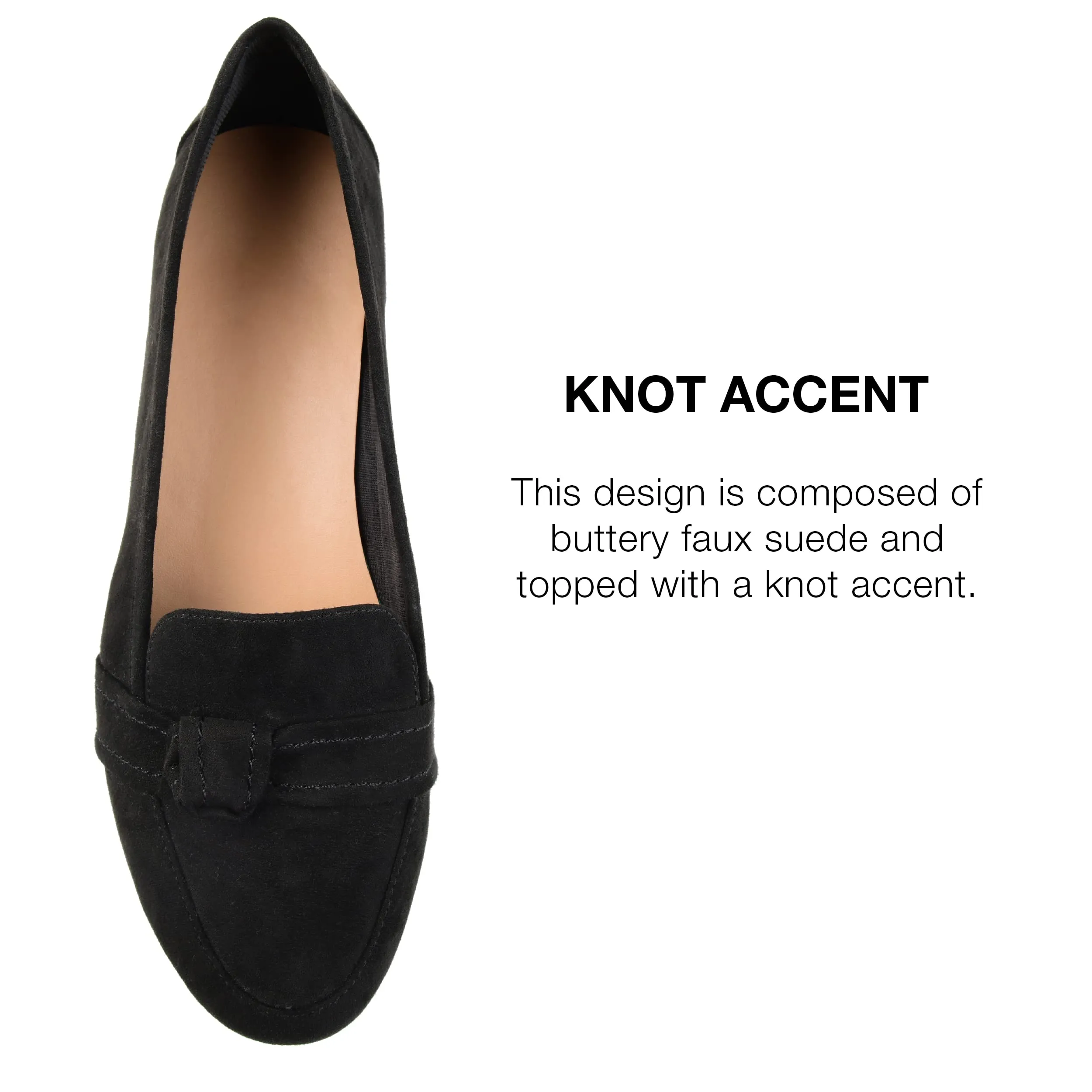 Journee Slip-On Knotted Loafer Flat for Women - Comfortable Marci Round Toe Fashion Dress Shoe Black 7.5 Medium Womens US
