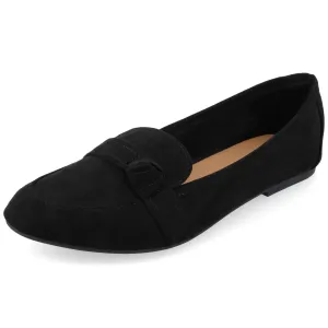Journee Slip-On Knotted Loafer Flat for Women - Comfortable Marci Round Toe Fashion Dress Shoe Black 7.5 Medium Womens US