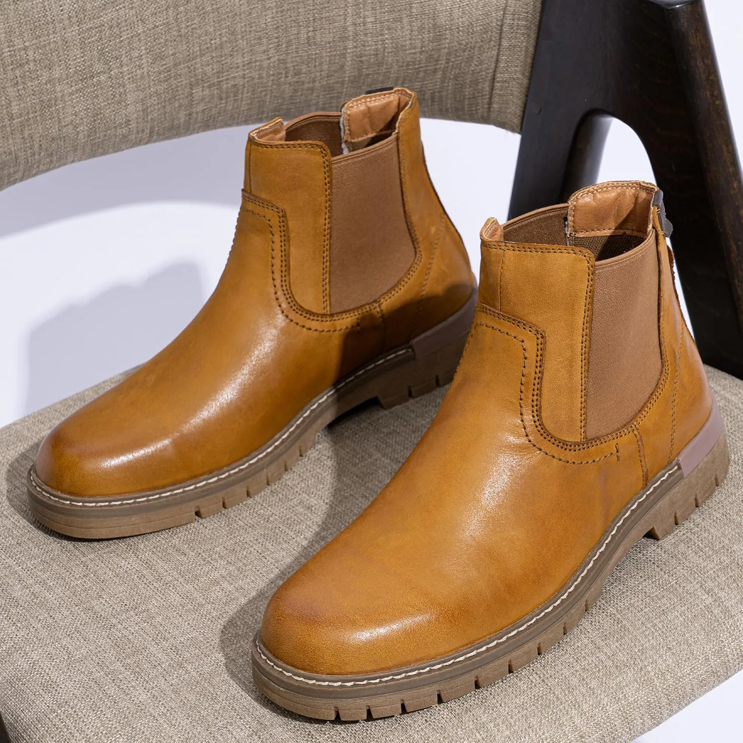 Jousen Chelsea Boots Men Lightweight Mens Boots Classic Slip On Boots Casual Boots for Men