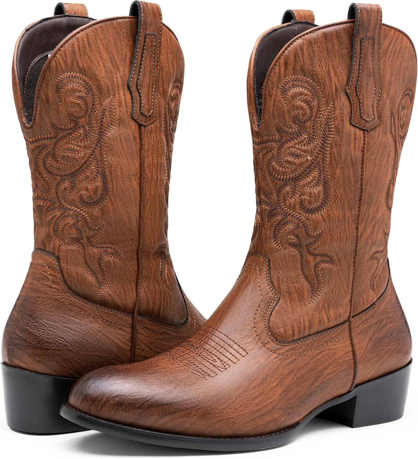 Jousen Cowboy Boots For Men Classic Western Embroidered Boot Retro Short Botas