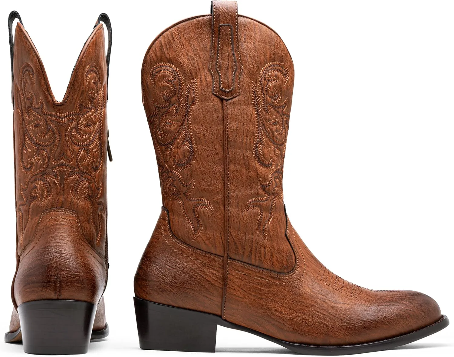 Jousen Cowboy Boots For Men Classic Western Embroidered Boot Retro Short Botas
