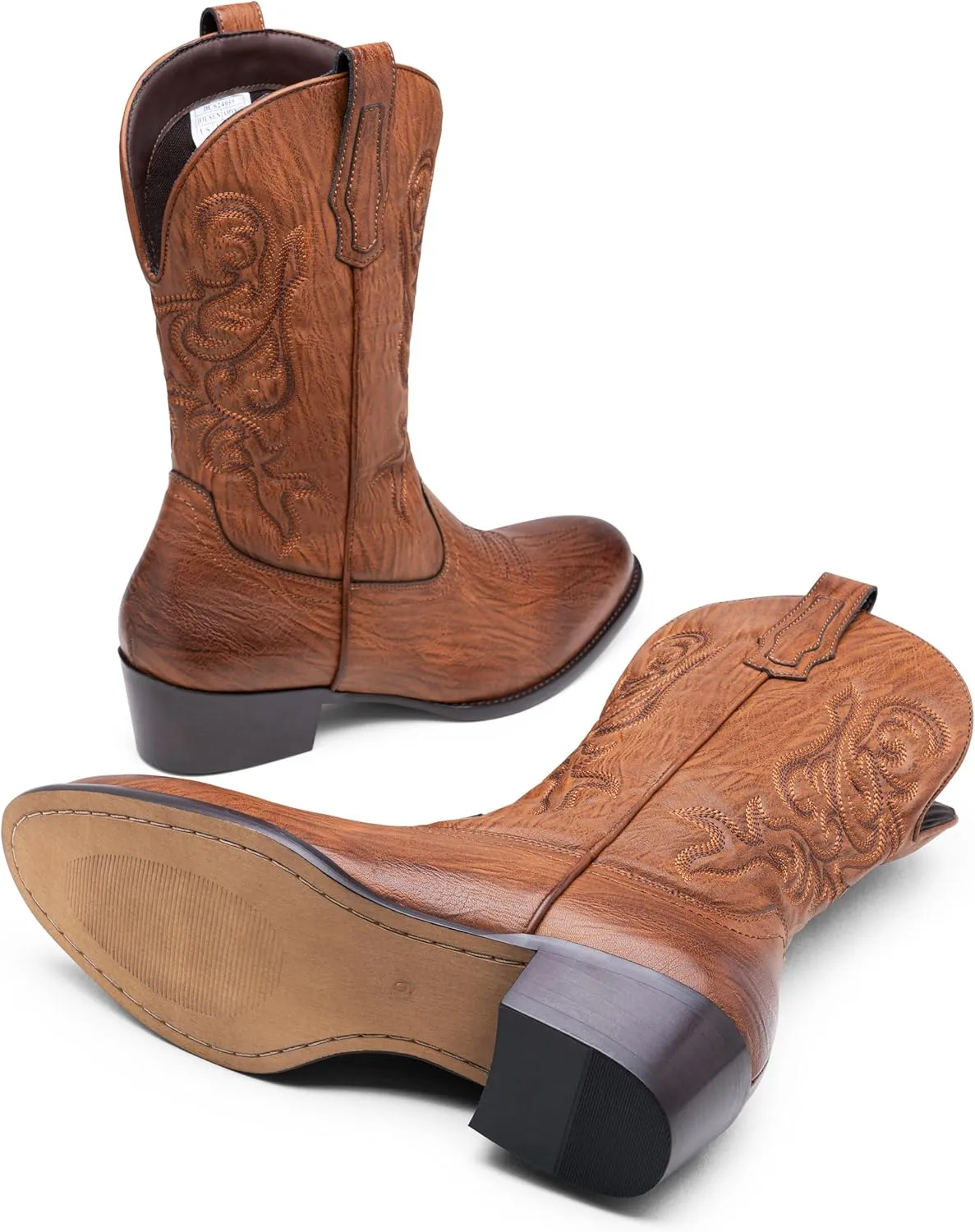 Jousen Cowboy Boots For Men Classic Western Embroidered Boot Retro Short Botas