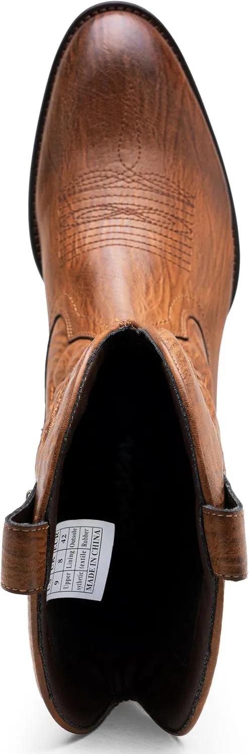 Jousen Cowboy Boots For Men Classic Western Embroidered Boot Retro Short Botas