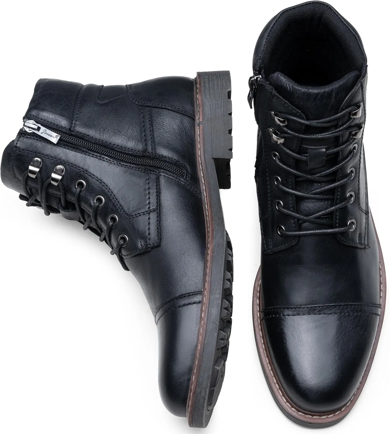 Jousen Mens Boots Leahter Retro Dress Boot Cap Toe Casual Motorcycle