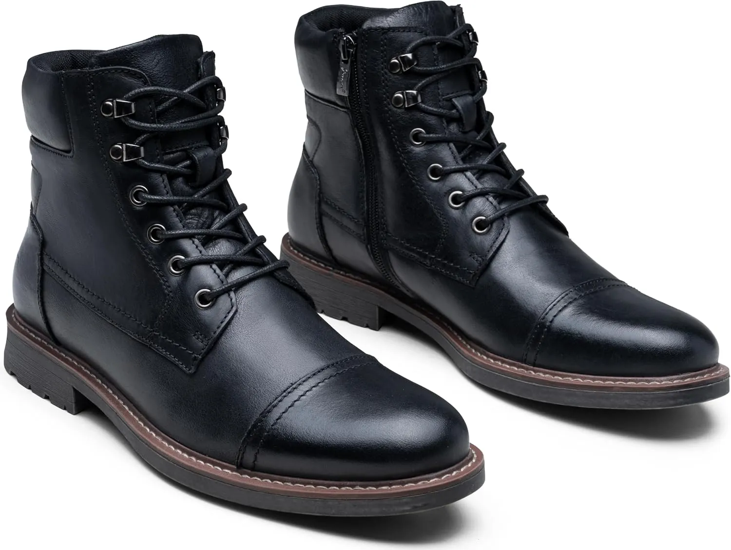 Jousen Mens Boots Leahter Retro Dress Boot Cap Toe Casual Motorcycle