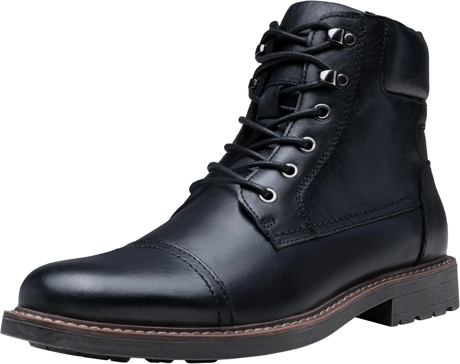 Jousen Mens Boots Leahter Retro Dress Boot Cap Toe Casual Motorcycle