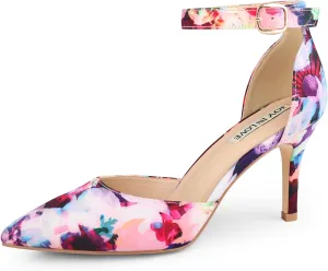 JOY IN LOVE Closed Toe Heels Pumps for Women 3IN Stiletto Pointed Toe Ankle Strap Heels