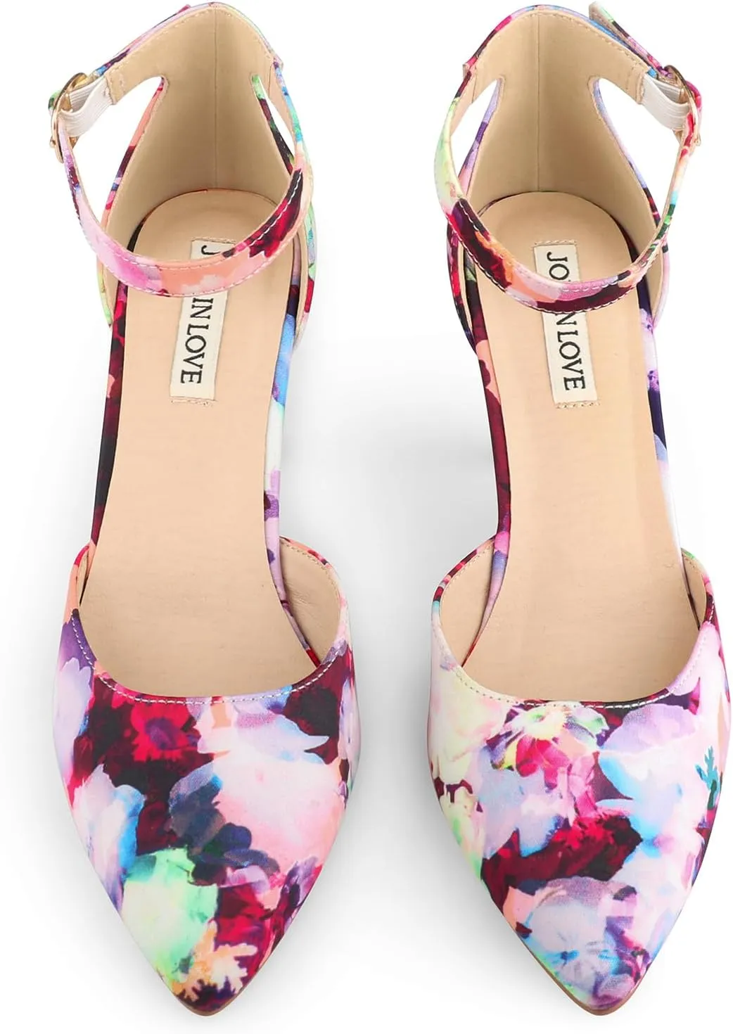 JOY IN LOVE Closed Toe Heels Pumps for Women 3IN Stiletto Pointed Toe Ankle Strap Heels