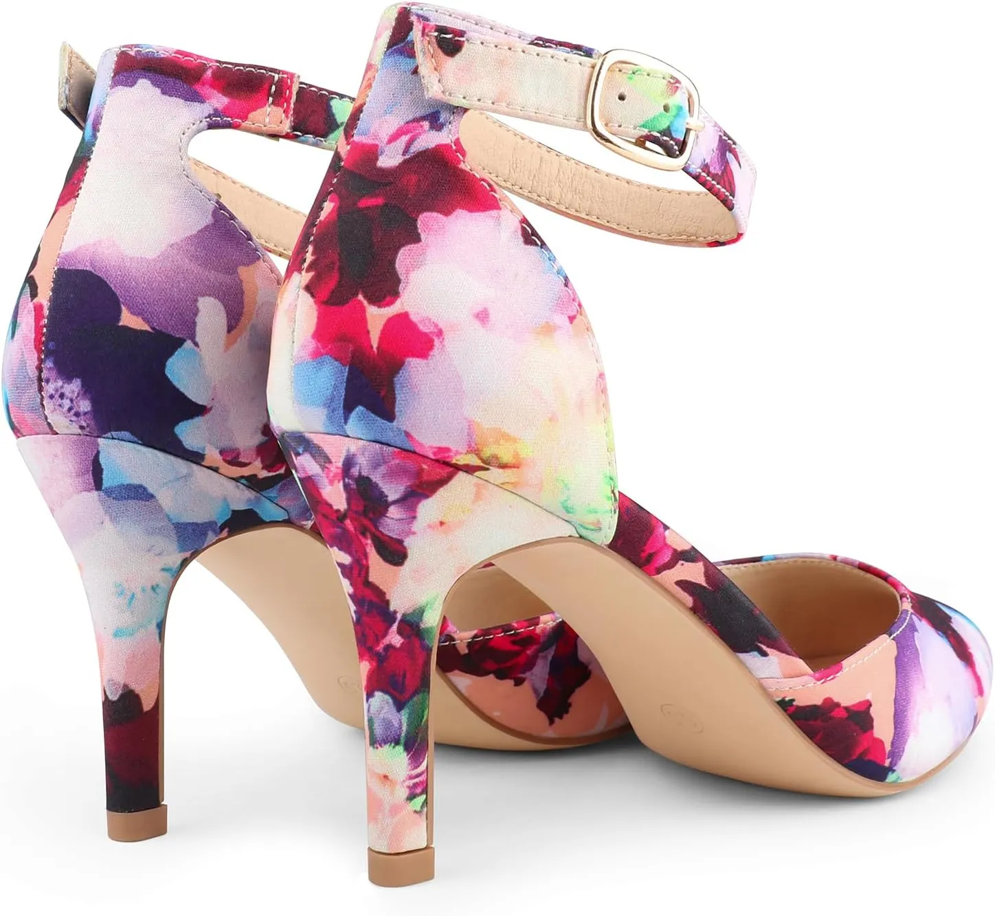 JOY IN LOVE Closed Toe Heels Pumps for Women 3IN Stiletto Pointed Toe Ankle Strap Heels