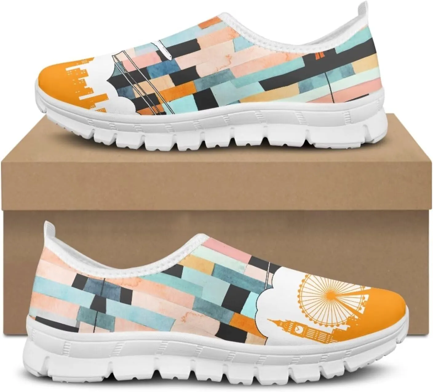 JoyLamoria Bright Blossom Walking Shoes Travel Clog Slip on Causal Loafer with Floral Print Fashion Sneakers for Men Women