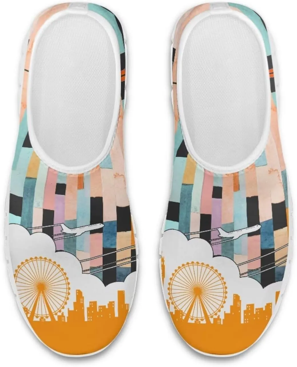 JoyLamoria Bright Blossom Walking Shoes Travel Clog Slip on Causal Loafer with Floral Print Fashion Sneakers for Men Women