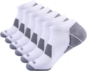 JOYNÉE Men's 6 Pack Athletic No Show Performance Cushioned Low Cut Running Socks