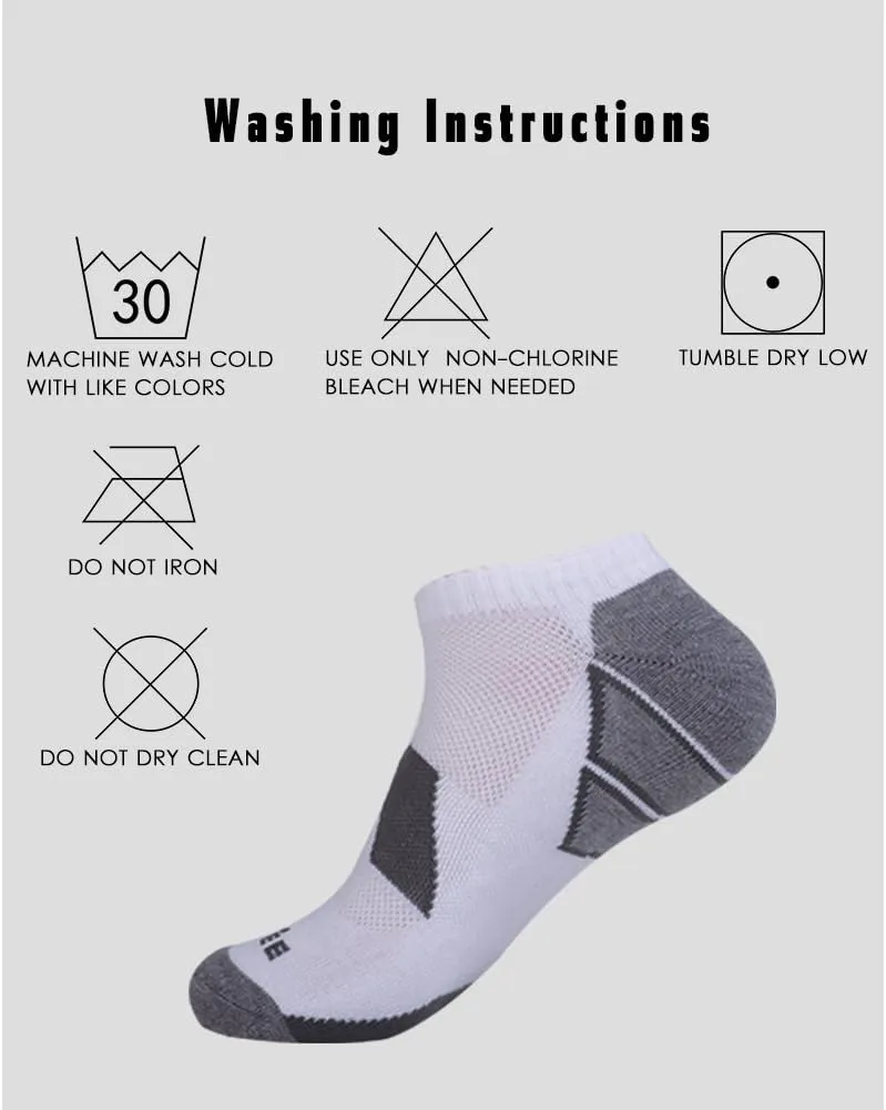 JOYNÉE Men's 6 Pack Athletic No Show Performance Cushioned Low Cut Running Socks