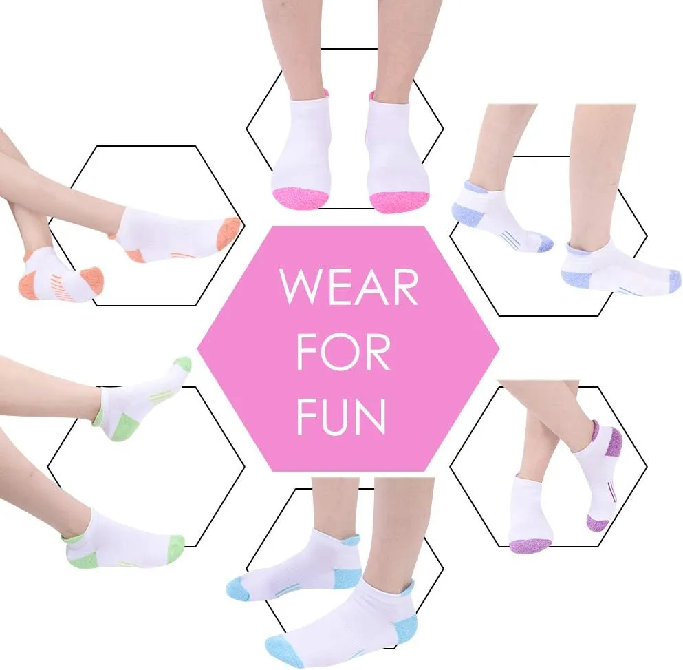 JOYNÉE Womens Ankle Athletic Low Cut Tab Socks Cushioned Running Sports 6 Pack
