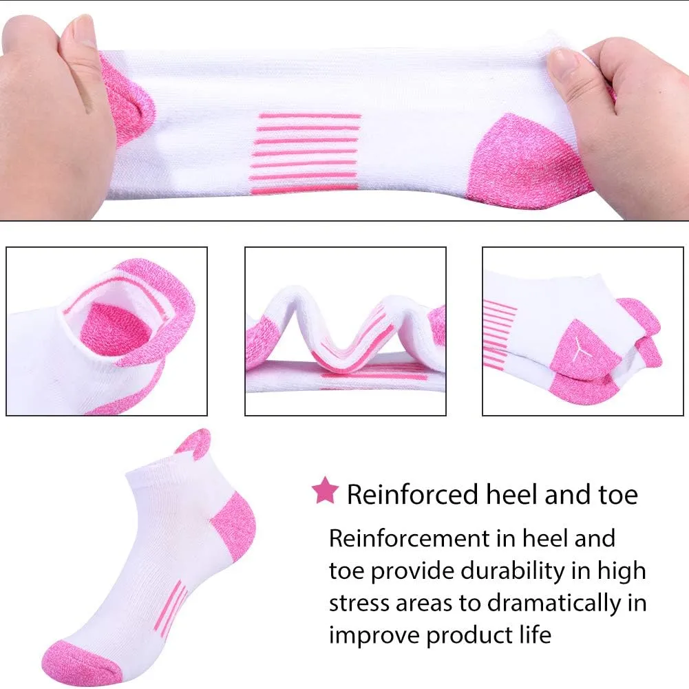JOYNÉE Womens Ankle Athletic Low Cut Tab Socks Cushioned Running Sports 6 Pack