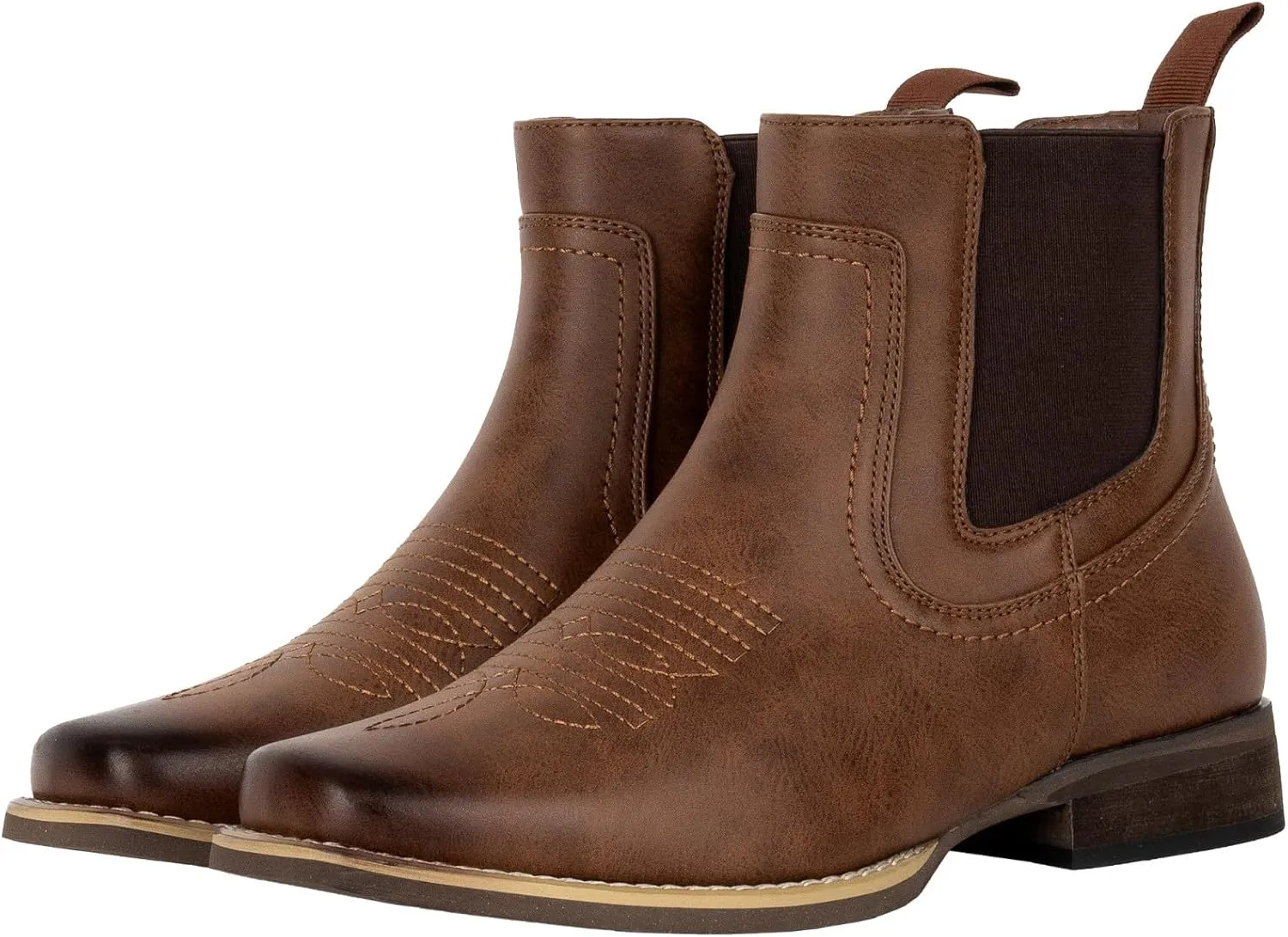 J's.o.l.e Men's Western Cowboy Boots Square Toe Ankle Boot for Men Chelsea Dress Casual Boots