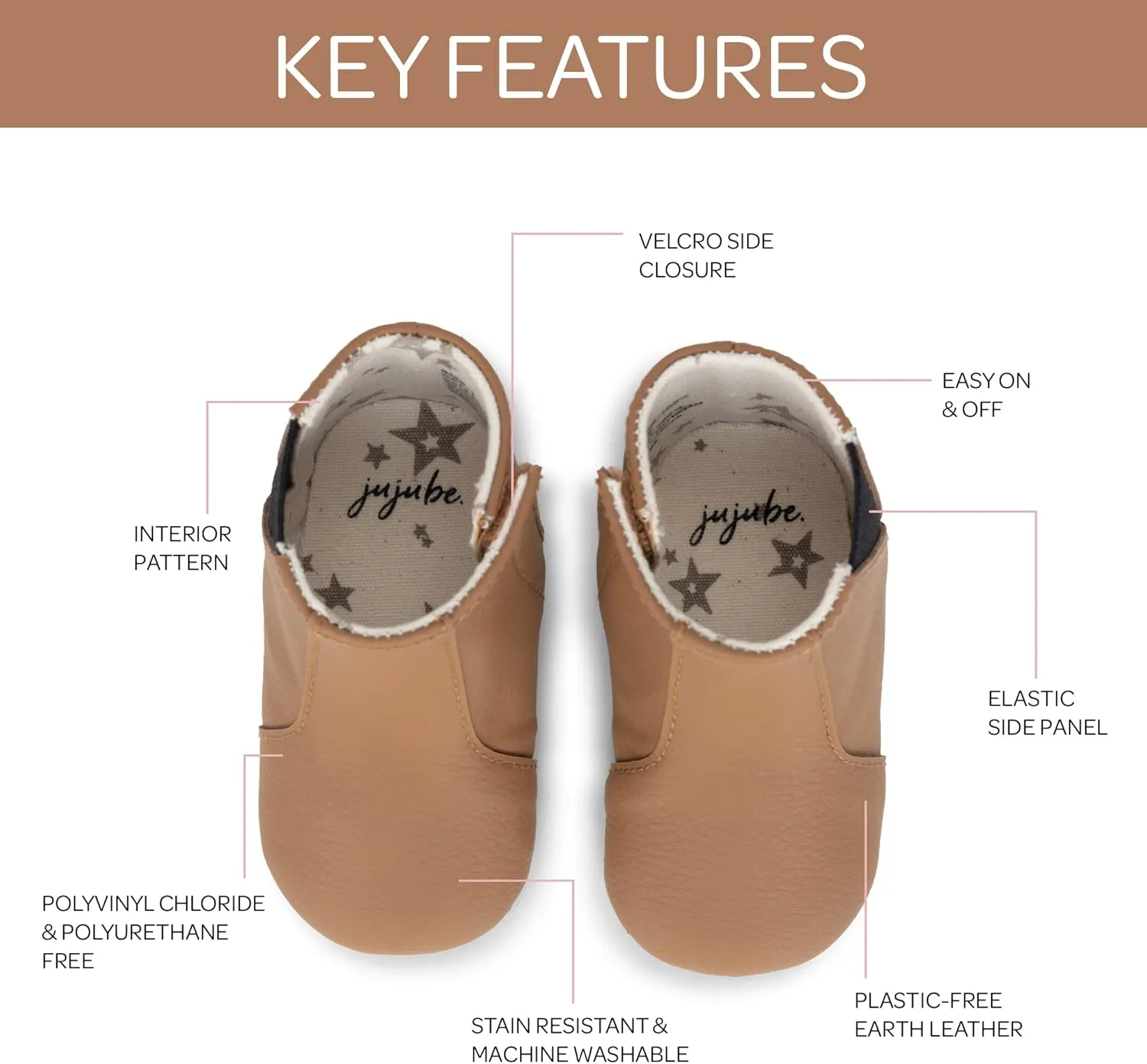 JuJuBe Eco Steps - Chelsea Boots for Babies & Infants - Machine Washable Vegan Leather Baby Shoes