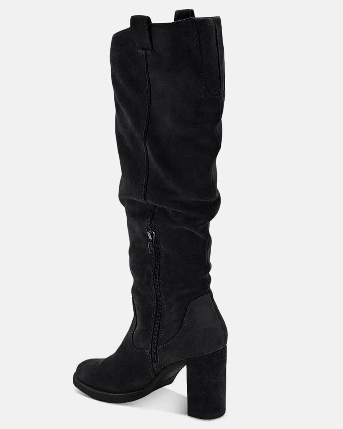 Juliet Holy Women's Knee High Boots Chunky Block Heel Wide Calf Round Toe Side Zipper Fashion Dress Boot