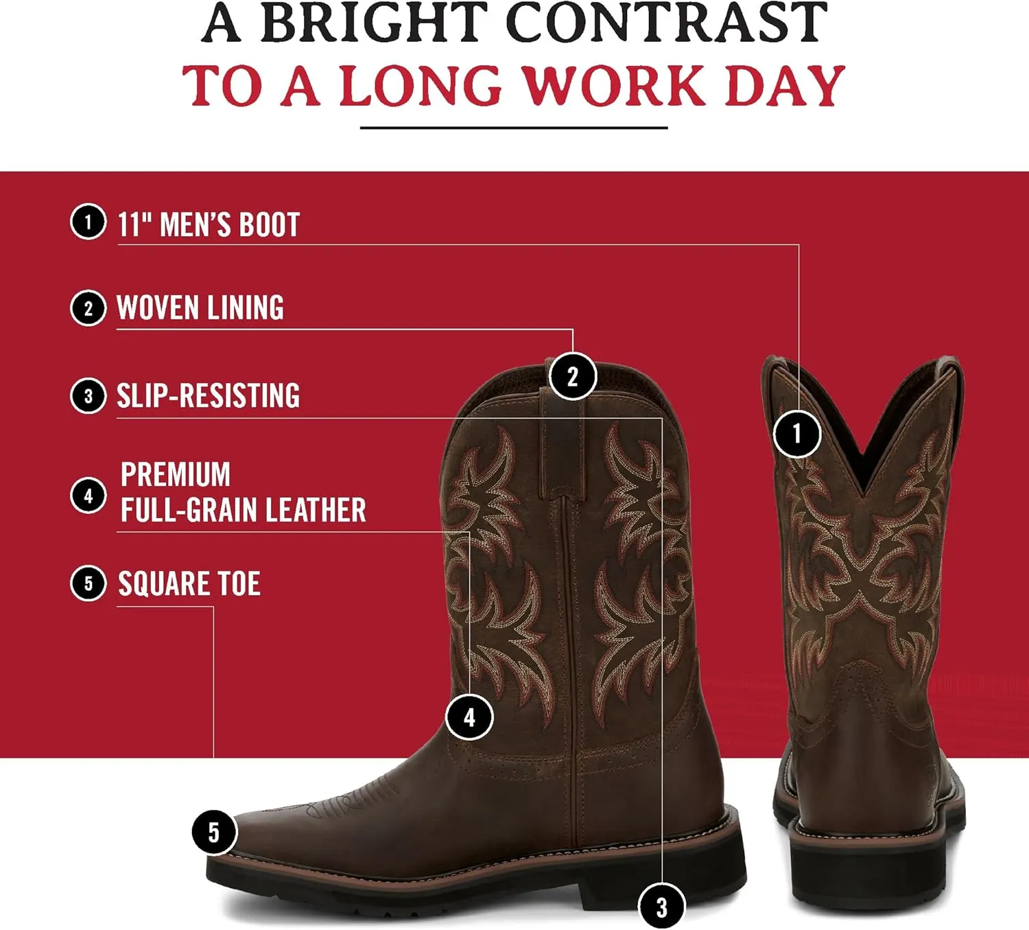 Justin Men's Driller 11'' Square Toe Work Boot