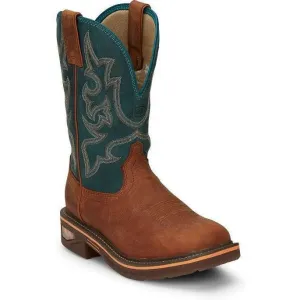 Justin Men's Resistor 11" Nano Composite Toe Western Work Boot -Blue - CR4010