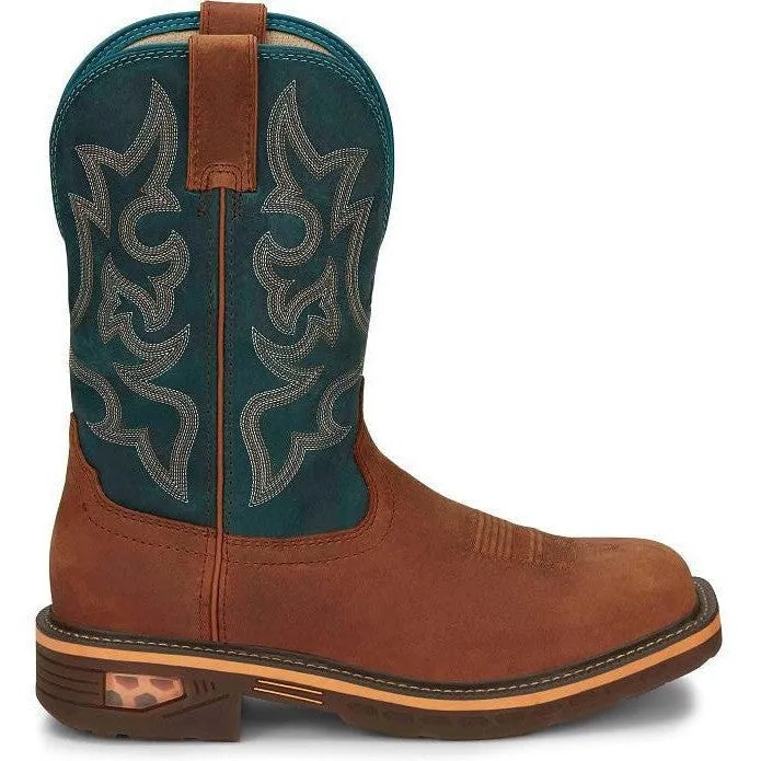 Justin Men's Resistor 11" Nano Composite Toe Western Work Boot -Blue - CR4010