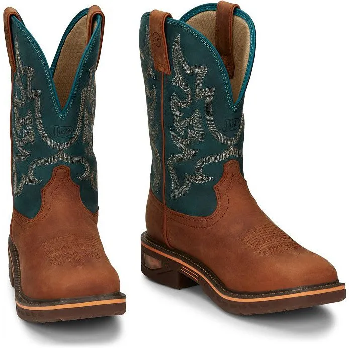 Justin Men's Resistor 11" Nano Composite Toe Western Work Boot -Blue - CR4010
