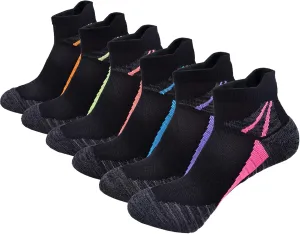 J.WMEET Womens Ankle Socks Athletic Cushioned Breathable Performance Sport Tab Cotton Quarter Women's Running Socks 6 Pack