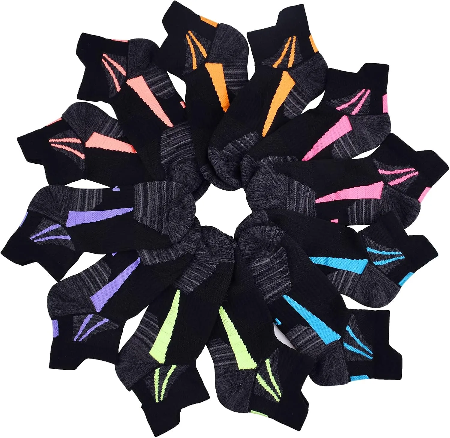 J.WMEET Womens Ankle Socks Athletic Cushioned Breathable Performance Sport Tab Cotton Quarter Women's Running Socks 6 Pack