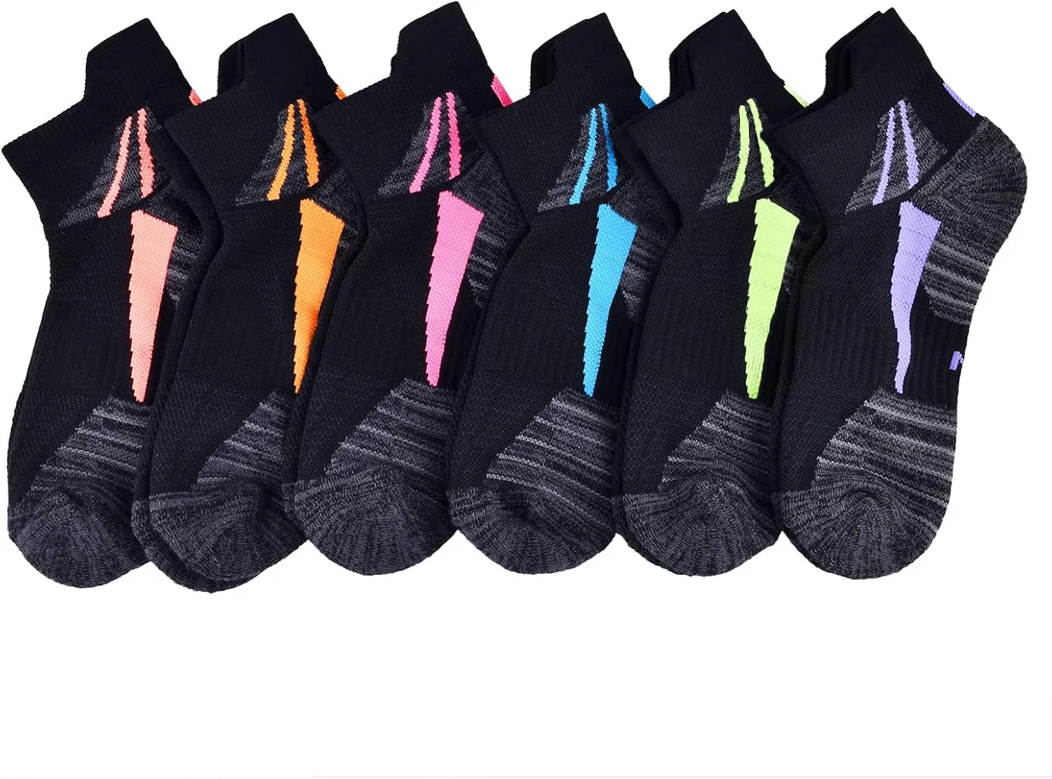 J.WMEET Womens Ankle Socks Athletic Cushioned Breathable Performance Sport Tab Cotton Quarter Women's Running Socks 6 Pack