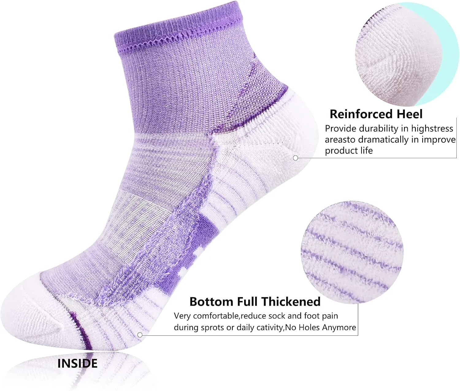 J.WMEET Women's Athletic Ankle Socks Quarter Cushioned Running Socks Hiking Performance Sport Cotton Socks 6 Pack