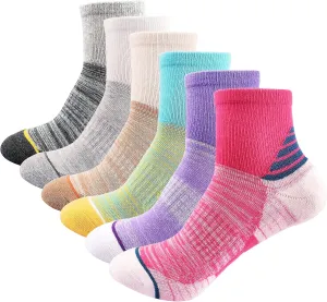 J.WMEET Women's Athletic Ankle Socks Quarter Cushioned Running Socks Hiking Performance Sport Cotton Socks 6 Pack