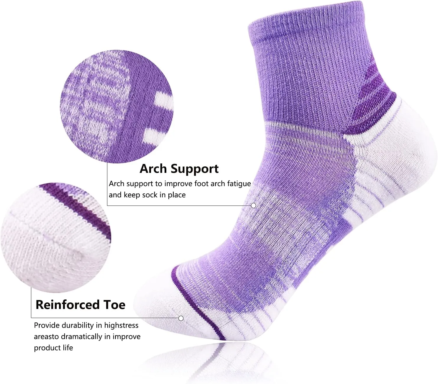 J.WMEET Women's Athletic Ankle Socks Quarter Cushioned Running Socks Hiking Performance Sport Cotton Socks 6 Pack