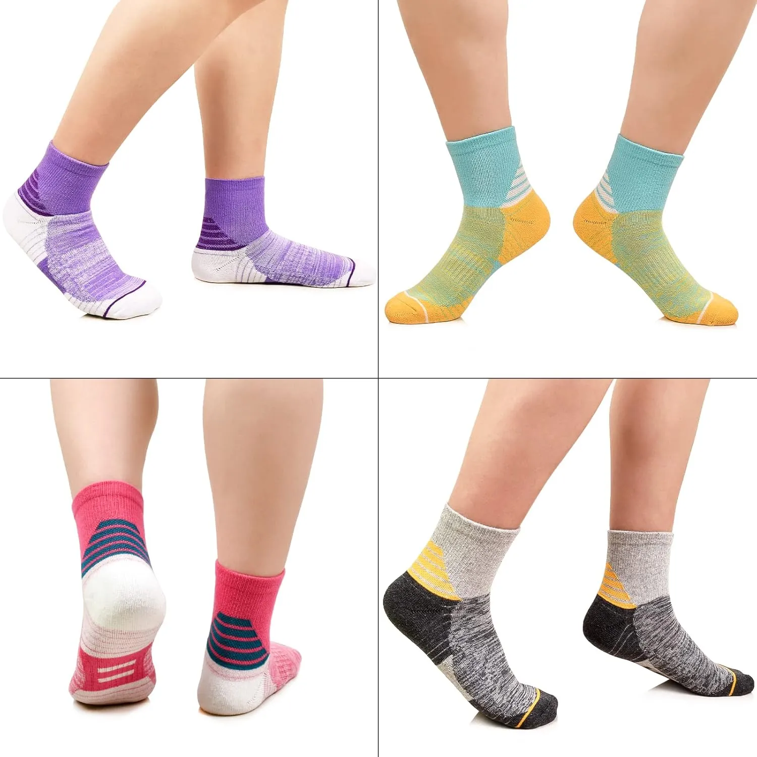 J.WMEET Women's Athletic Ankle Socks Quarter Cushioned Running Socks Hiking Performance Sport Cotton Socks 6 Pack