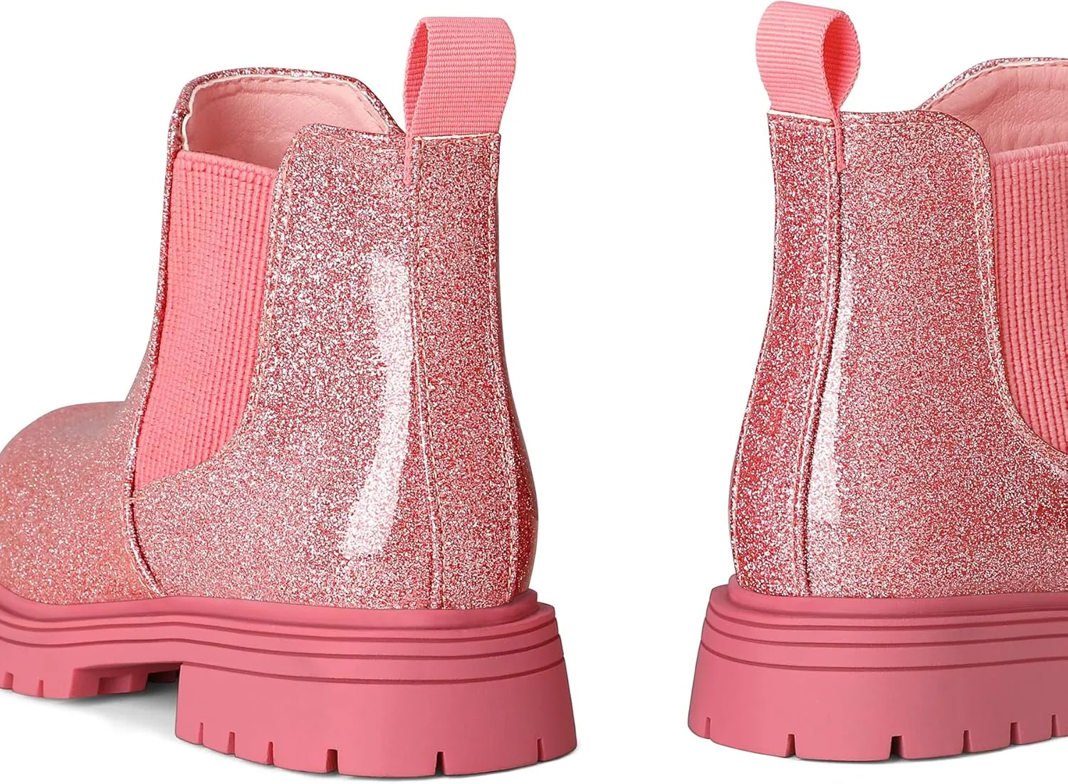 K KomForme Girls Glitter Ankle Boots Side Zipper Chelsea Booties Lug Sole (Toddler/Little Kids/Big Kids)