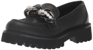 Karl Lagerfeld Paris Women's Slip On Embellished Gemsy Loafer Flat, Black, 5.5