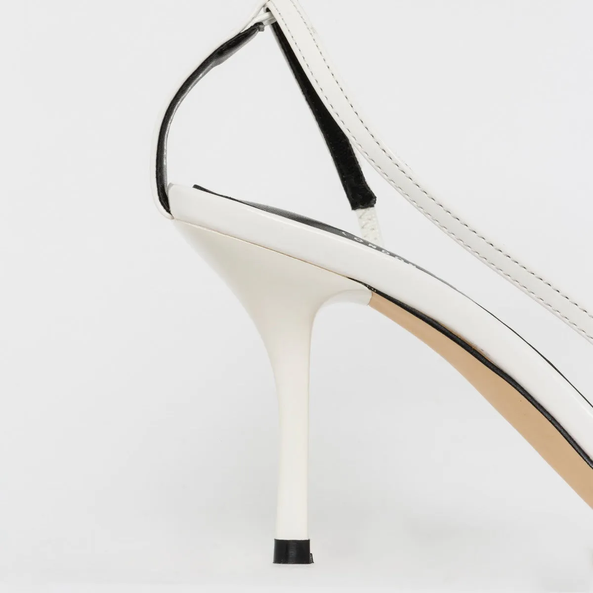 Kimberley White Patent Strappy Mid Stiletto Heels