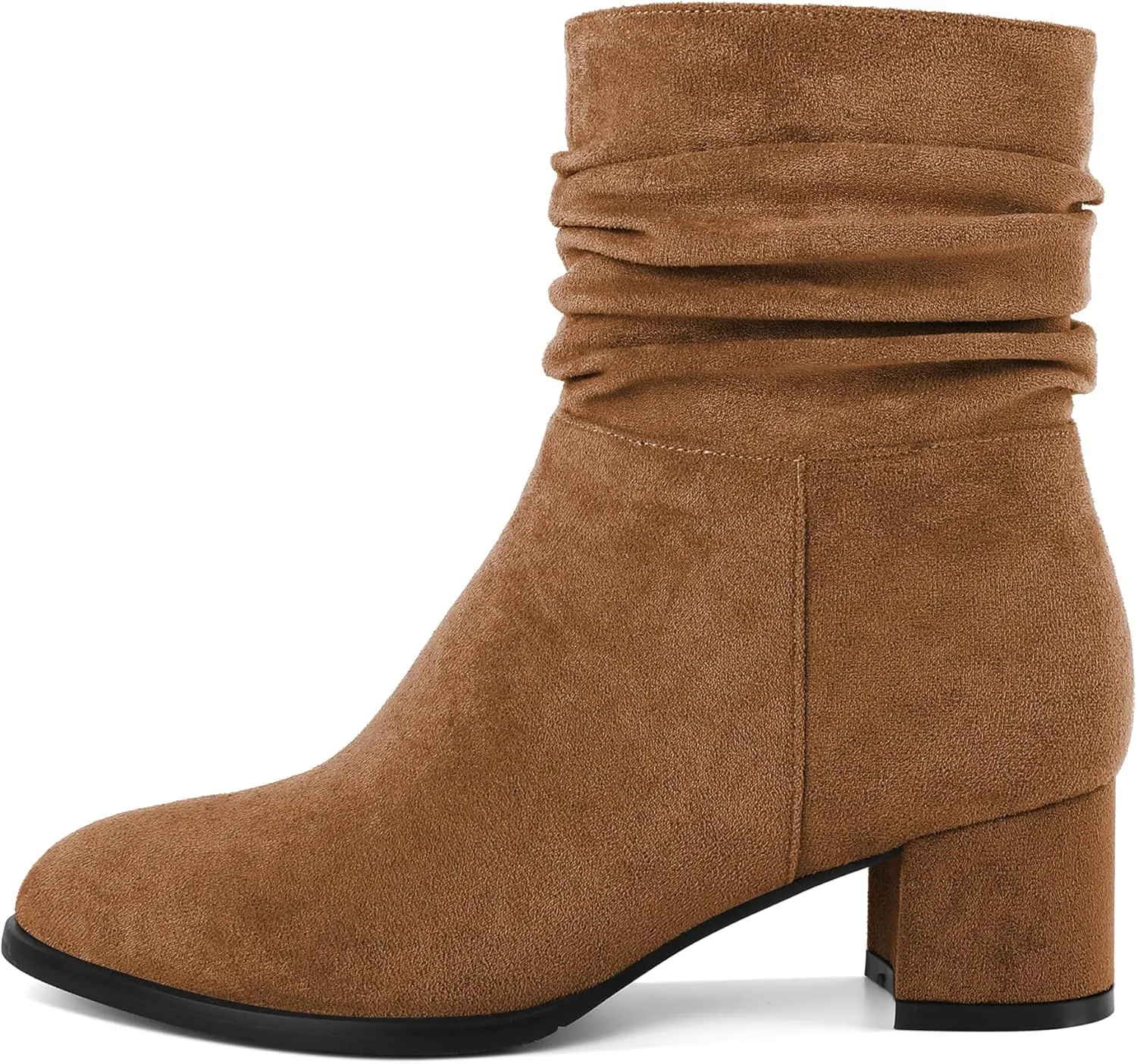Kitten Boots for Women Chunky Boots Round Toe Low Heels Slouchy Ankle Booties Work Office Classic Fashion Retro Boots