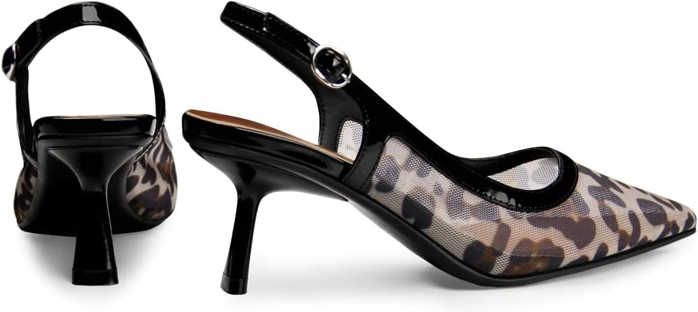 Kitten Heels for Women Slingback Heels Closed Pointed Toe Stiletto Heeled Sandals with Adjustable Buckle Strap for Dressy Proms Dating Party Office Comfortable Sexy Pumps Shoes