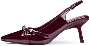 Kitten Heels for Women Slingback Heels Closed Pointed Toe Stiletto Heeled Sandals with Adjustable Buckle Strap for Dressy Proms Dating Party Office Comfortable Sexy Pumps Shoes