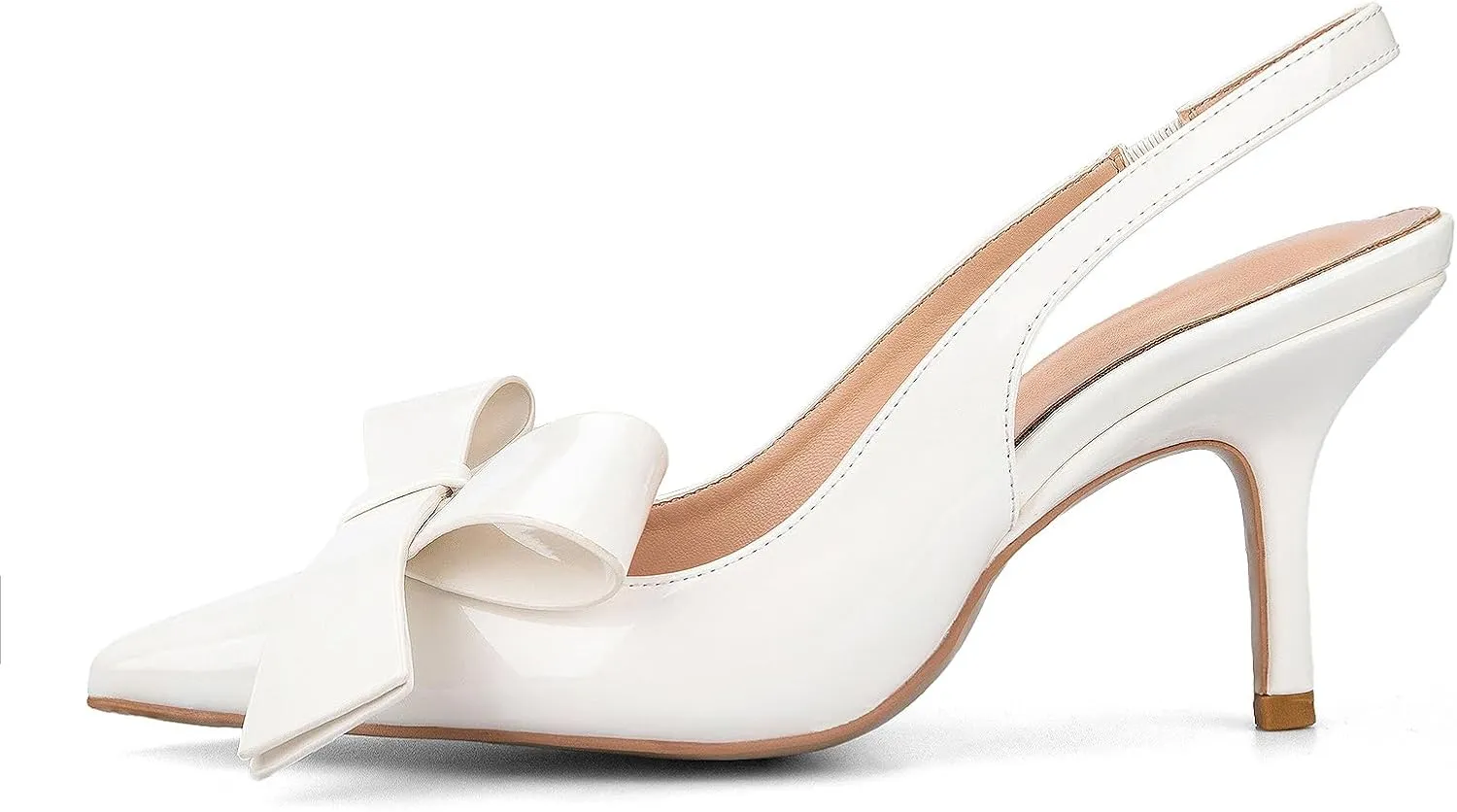Kluolandi Bow Knot Slingback Kitten Heels for Women Closed Pointed Toe Pumps Dress Shoes Stiletto Heels Sandals