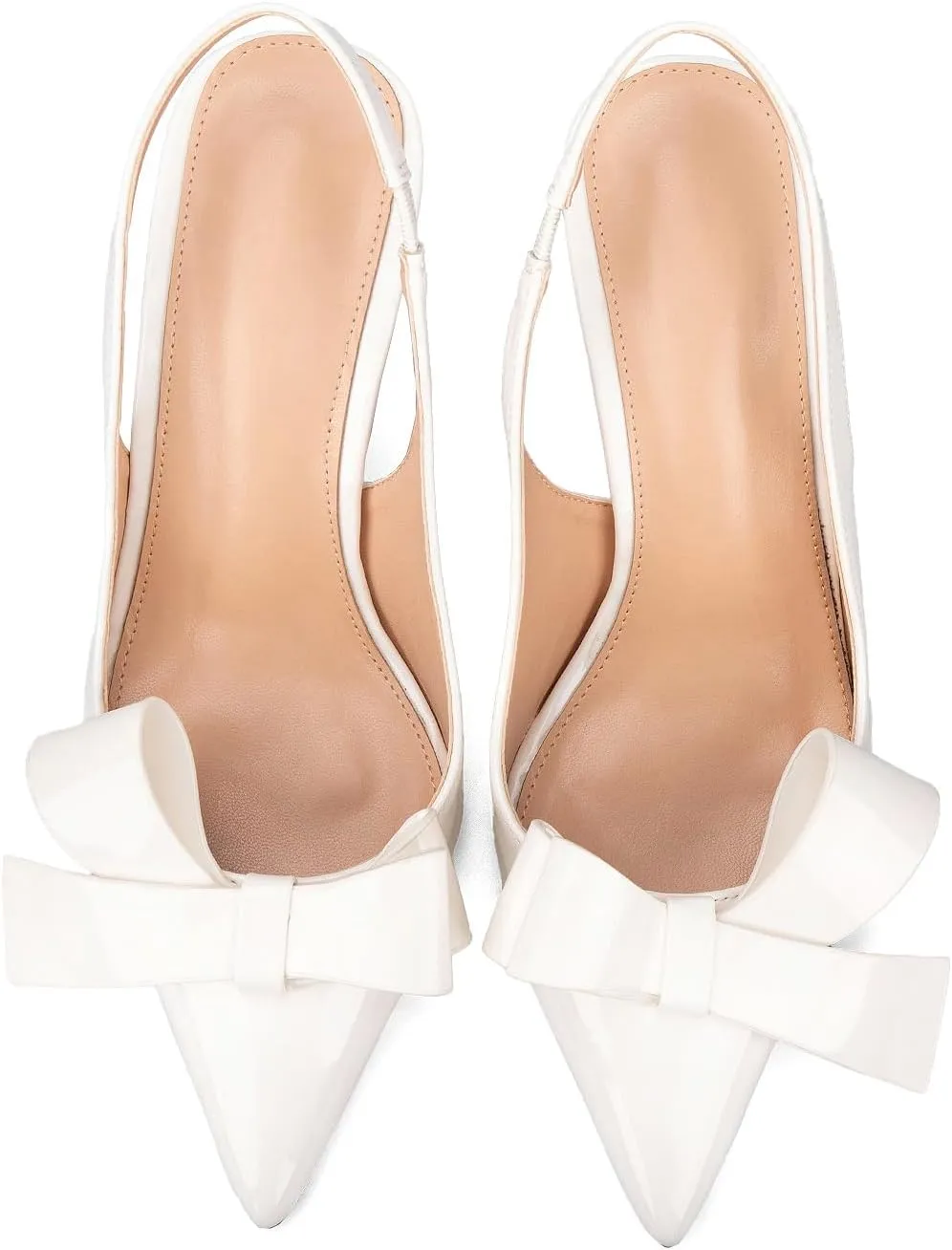 Kluolandi Bow Knot Slingback Kitten Heels for Women Closed Pointed Toe Pumps Dress Shoes Stiletto Heels Sandals
