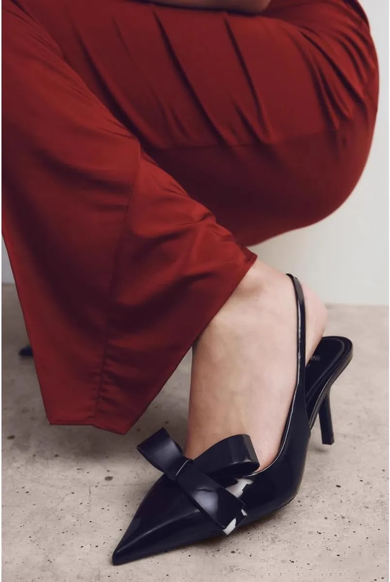 Kluolandi Bow Knot Slingback Kitten Heels for Women Closed Pointed Toe Pumps Dress Shoes Stiletto Heels Sandals