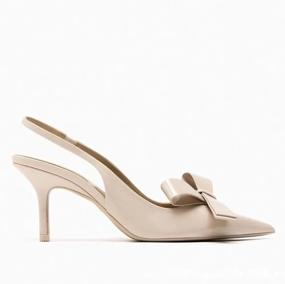 Kluolandi Bow Knot Slingback Kitten Heels for Women Closed Pointed Toe Pumps Dress Shoes Stiletto Heels Sandals