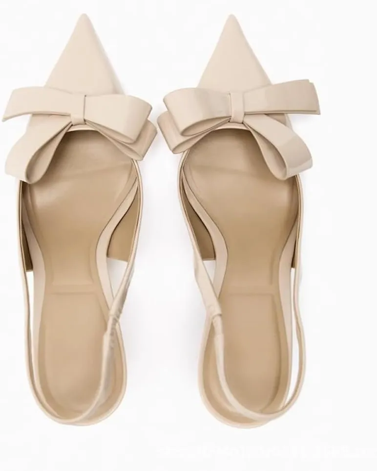 Kluolandi Bow Knot Slingback Kitten Heels for Women Closed Pointed Toe Pumps Dress Shoes Stiletto Heels Sandals