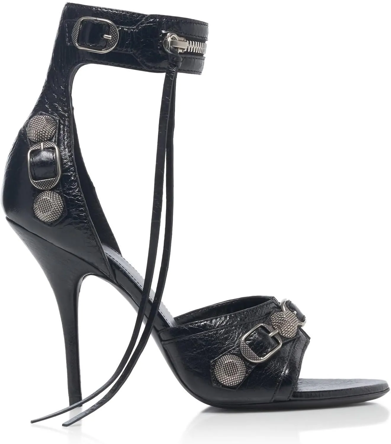 Kluolandi Women's High Stiletto Heeled Sandals with Tassel Open Toe Studded Zipper Ankle Strap High Heels Dress Pumps Shoes