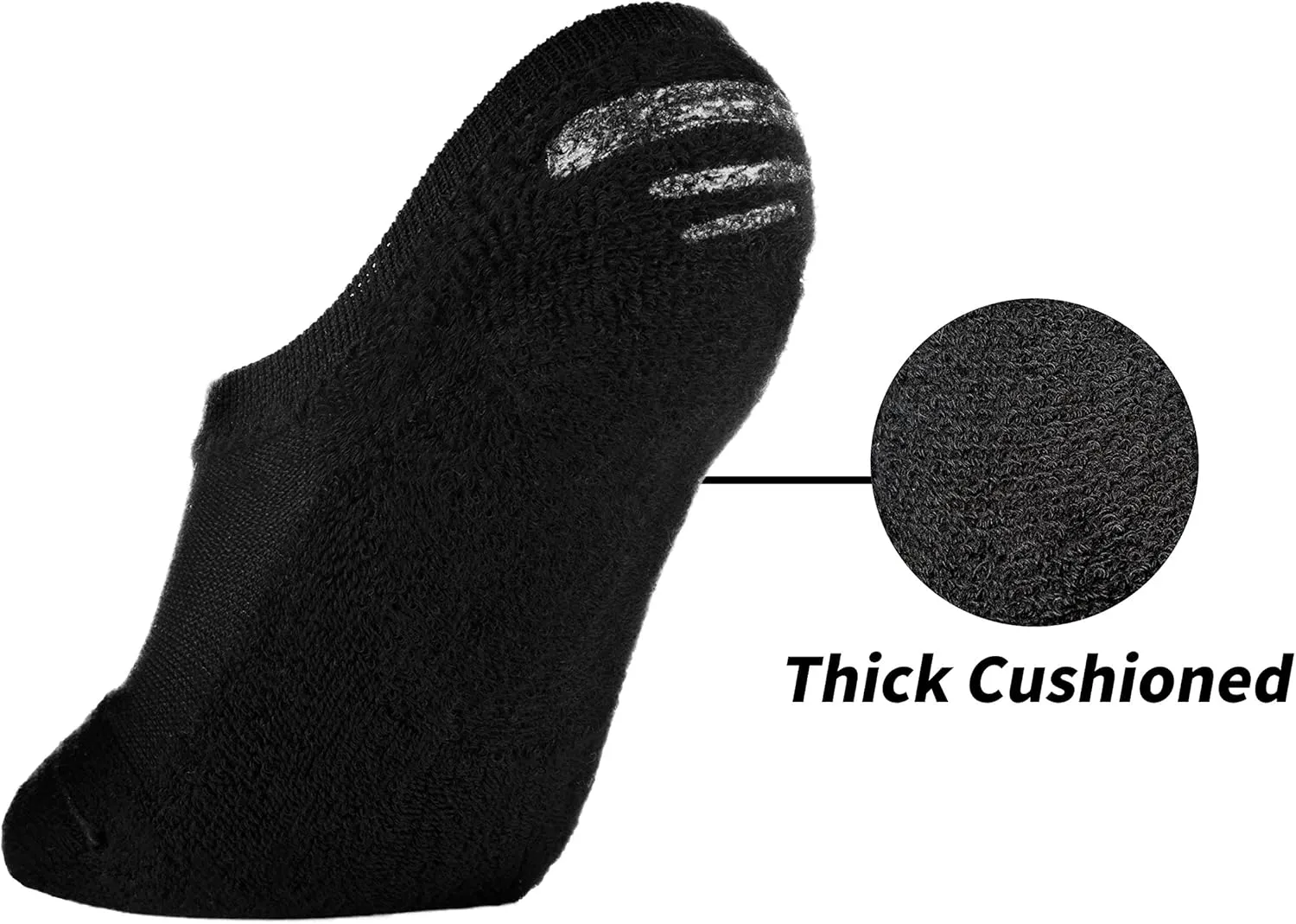 KONY No Show Socks Womens Non Slip, 6 Pairs Cotton Thick Cushioned Flat Boat Liner Low Ankle Socks Sneakers Footies Size 6-9