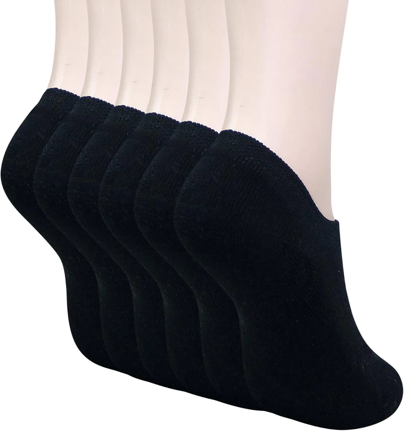 KONY No Show Socks Womens Non Slip, 6 Pairs Cotton Thick Cushioned Flat Boat Liner Low Ankle Socks Sneakers Footies Size 6-9