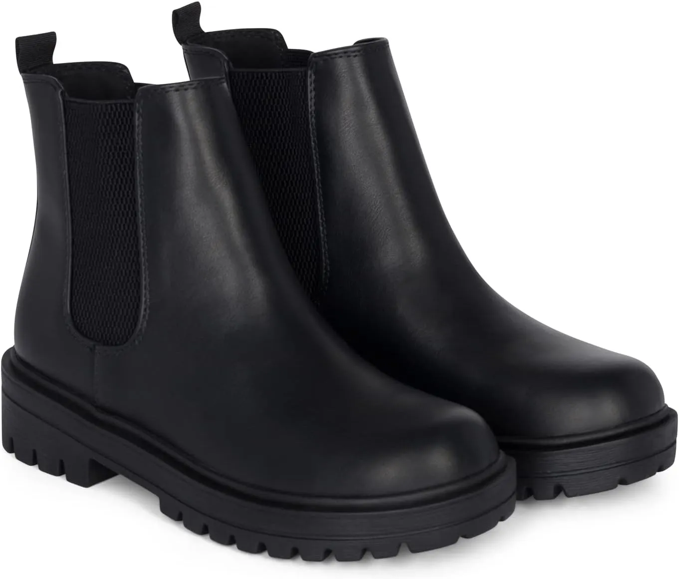 KRISTINA Women's Lug Sole Low Heel Chelsea Fashion Ankle Bootie w/Double Elastic Gore